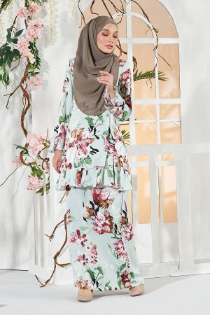 Baju Kurung Pleated Sharina - Aqua Green