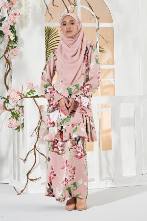 Baju Kurung Pleated Sharina - Salmon Pink