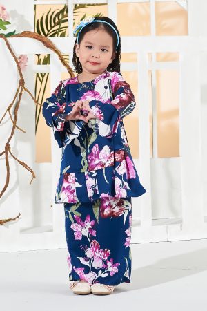 Baju Kurung Cardi Sharina Kids - Blue