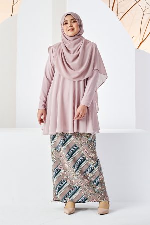 Baju Kurung Batik Barbie Adriana - Dusty Pink