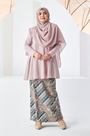 Baju Kurung Batik Barbie Adriana - Dusty Pink