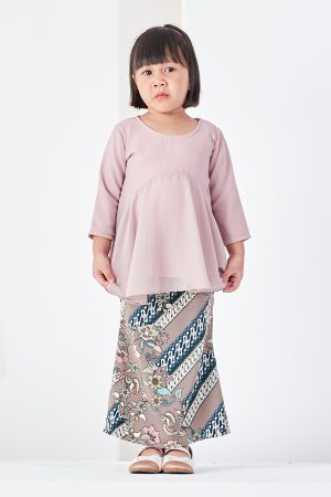 Baju Kurung Batik Barbie Adriana Kids - Dusty Pink