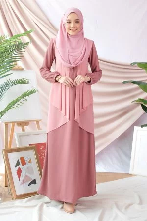 Abaya Cardi Afza - Dusty Pink