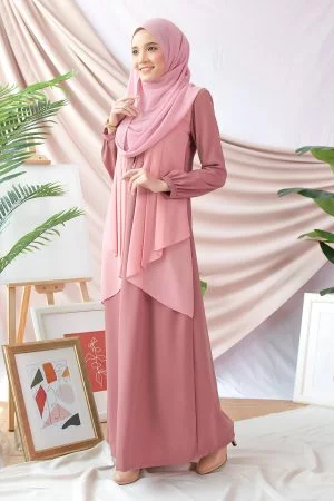 Abaya Cardi Afza - Dusty Pink