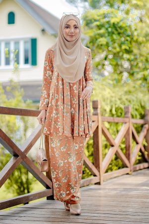 Baju Kurung Barbie Adisah - Apricot