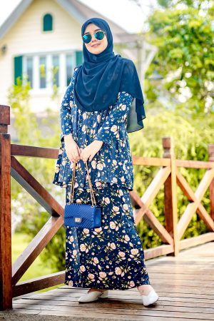 Baju Kurung Barbie Adisah - Midnight Blue