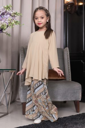 Baju Kurung Batik Barbie Adriana Kids - Latte Brown