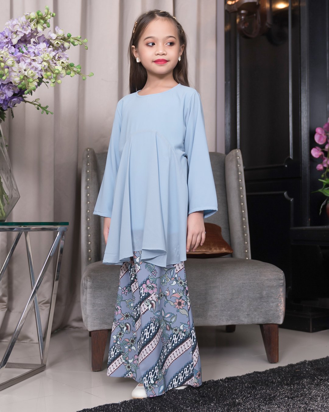 Baju Kurung Batik Barbie Adriana Kids – Ocean Blue – MuslimahClothing.Com