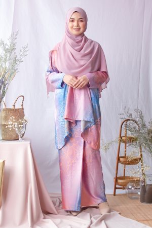 Baju Kurung Batik Kaftan Adaya - Super Pink