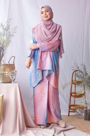 Baju Kurung Batik Kaftan Adaya - Super Pink