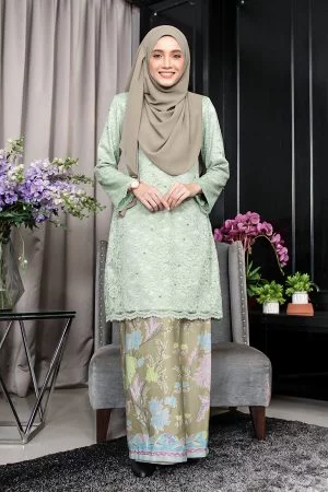 Baju Kurung Batik Lace Adfieyya - Pickle Green