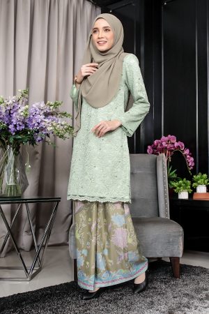 Baju Kurung Batik Lace Adfieyya - Pickle Green