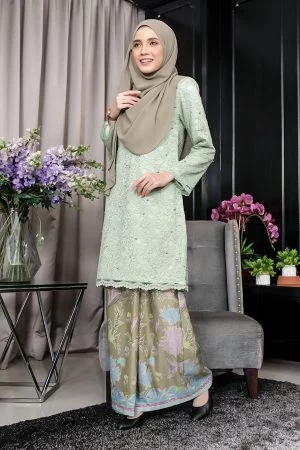 Baju Kurung Batik Lace Adfieyya - Pickle Green