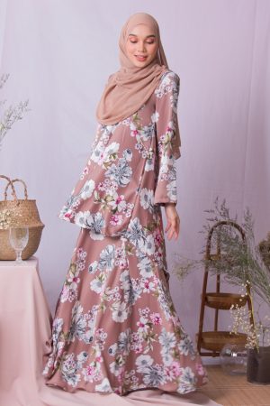 Baju Kurung Hi-Lo Adlina - Brown Peanut