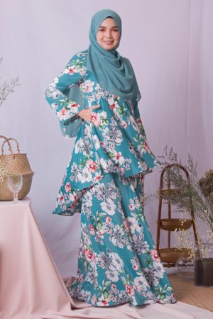 Baju Kurung Hi-Lo Adlina - Light Blue