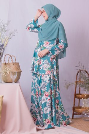 Baju Kurung Hi-Lo Adlina - Light Blue