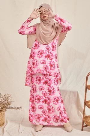 Baju Kurung Hi-Lo Nasiah - Rose Pink