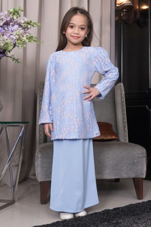 Baju Kurung Moden Lace Adura Kids - Blue Lolipop