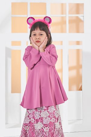 Baju Kurung Lace Barbie Adora Kids - Carnation Pink