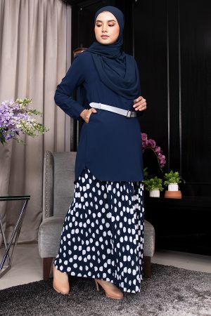 Skirt Pleated Adluna - Blue White