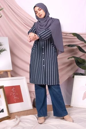 Tunic Denim Dafeesa - Stripe Black