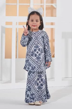 Baju Kurung Kedah Adinara Kids - Maya Blue
