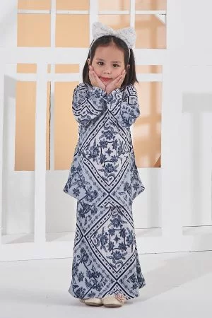 Baju Kurung Kedah Adinara Kids - Maya Blue