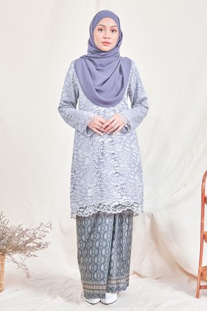 Baju Kurung Batik Lace Nani- Dusty Grey