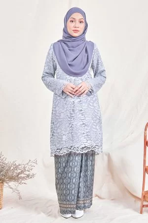 Baju Kurung Batik Lace Nani- Dusty Grey