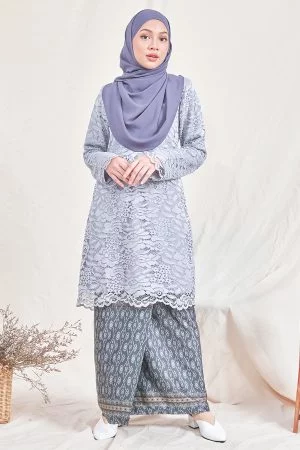 Baju Kurung Batik Lace Nani- Dusty Grey