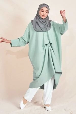 Long Top Kaftan Laluca Laluna X MCC - Aqua Turquoise