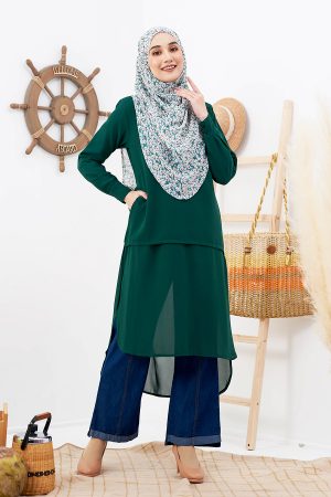 Tunic Merisha Chiffon - Emerald Green