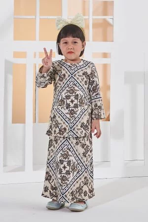 Baju Kurung Kedah Adinara Kids - Tortilla Brown