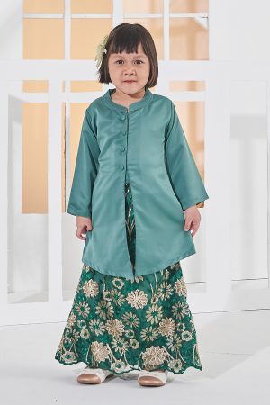 Baju Kebarung Lace Adiosa Kids - Sage Green