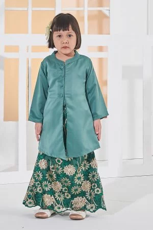 Baju Kebarung Lace Adiosa Kids - Sage Green