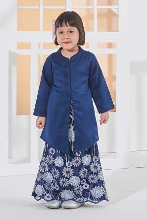 Baju Kebarung Lace Adiosa Kids - Navy Blue