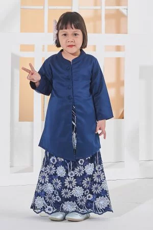 Baju Kebarung Lace Adiosa Kids - Navy Blue