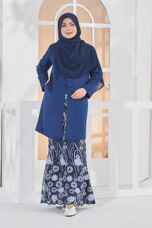 Baju Kebarung Lace Adiosa - Navy Blue