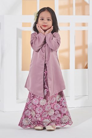 Baju Kebarung Lace Adiosa Kids - Heather Purple