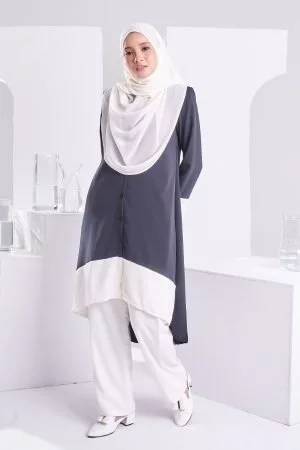 Suit Humairah - Black White