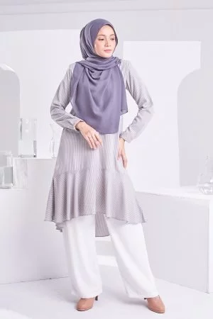 Tunic Ruffle Hanisah - Light Grey