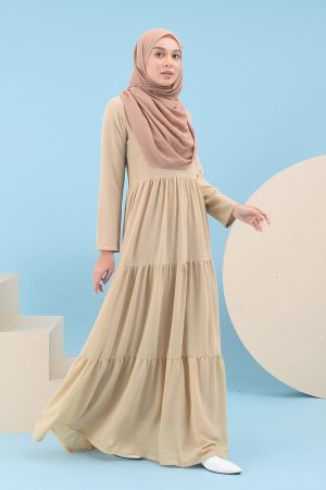 Dress Pleated Mia - Nude Brown