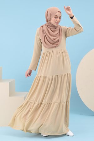 Dress Pleated Mia - Nude Brown