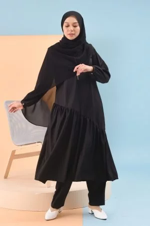 Long Top Ruffle Lyna Laluna X MCC - Matte Black