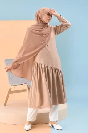 Long Top Ruffle Lyna Laluna X MCC - Light Nude