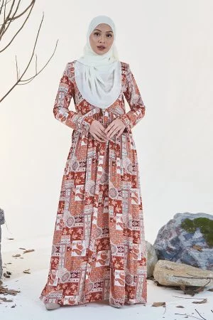 Dress Pleated Otelia - Terracotta