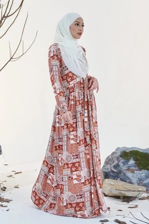 Dress Pleated Otelia - Terracotta