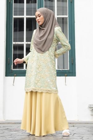 Baju Kurung Lace Aleeya - Lime Green