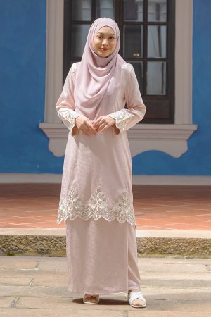 Baju Kurung Royal Jacquard Lace Andara - Light Taupe