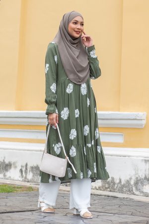 Dress Medi Ruffle Pacquita - Pine Green